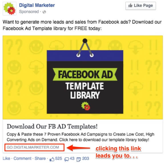 Facebook ad to LP