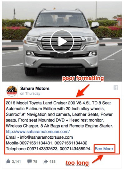 worst Facebook ads - long copy