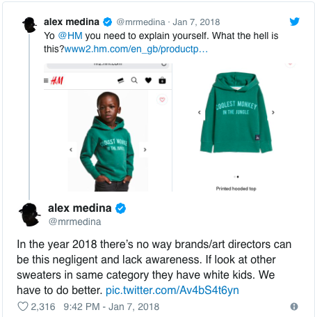 bad marketing campaigns - H&M reaction on Twitter