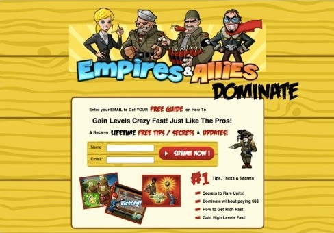 A landing page for the game 'Empires & Allies'